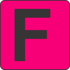 Fouroescent Circle or Square Label Alphabetic letter F